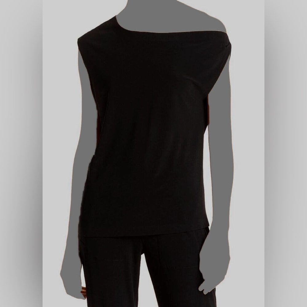 Norma Kamali Women's Black Drop Shoulder Blouse Top Medium/38